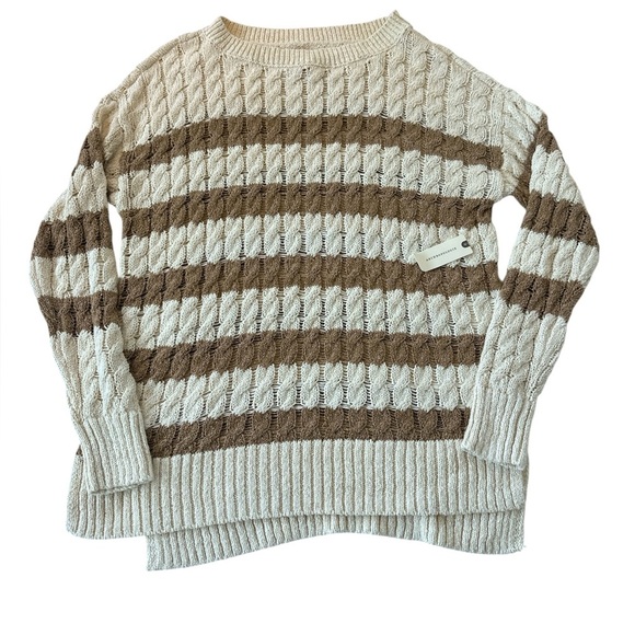 Anthropologie Pilcro Cable-Knit Preppy Striped Sweater - Picture 5 of 14
